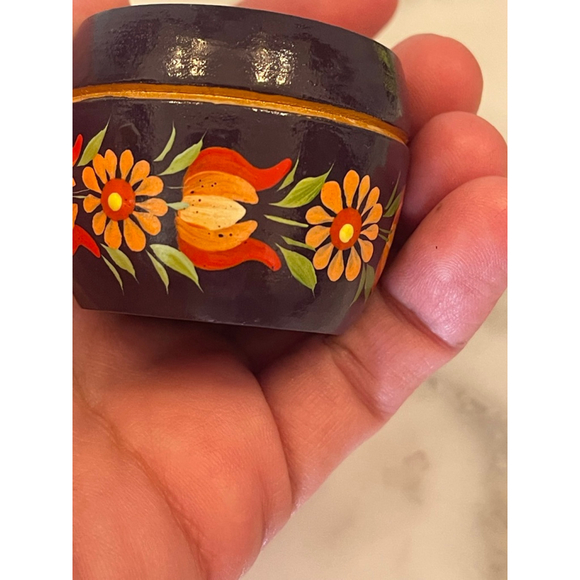 Vintage Russian Hand-Painted Wooden Box Signed Timoshenko V Floral Firebird 2” - Picture 4 of 9